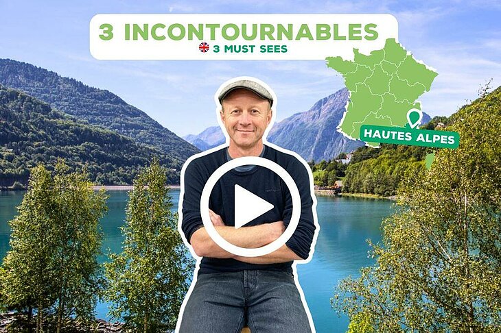 Franck, owner of the campsite in Baratier, presents three must-sees in the Hautes-Alpes, overlooking a magnificent lake surrounded by mountains.