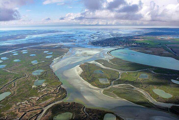 Aerial view of the Baie de Somme, near the Sites et Paysages de la Baie campsite