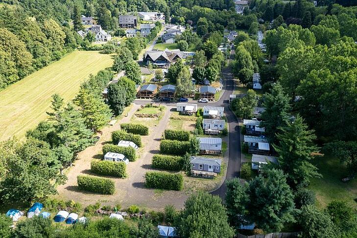 Aerial view of the Sites et Paysages La Marmotte campsite near the Puy de Sancy